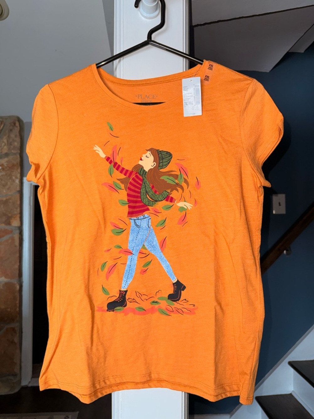 NWT The Children’s Place Fall Graphic Tee Girls XXL 16 Autumn Leaves Shirt
